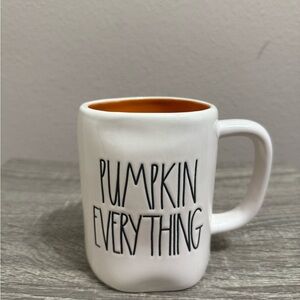 Rae Dunn Pumpkin Everything Mug - White with Orange Interior